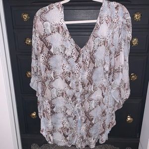 Light Blue and Brown Snakeskin Romper
